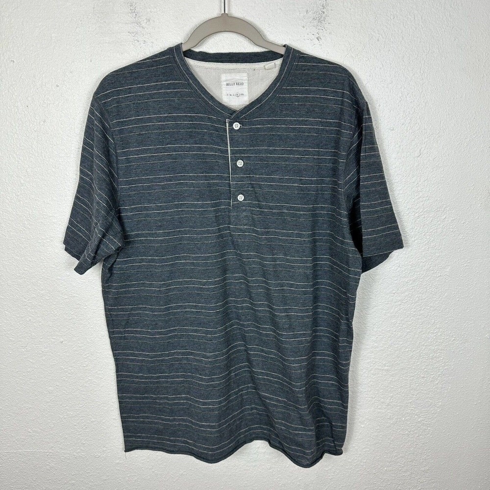 Billy Reid Gray Striped Short Sleeve Tee